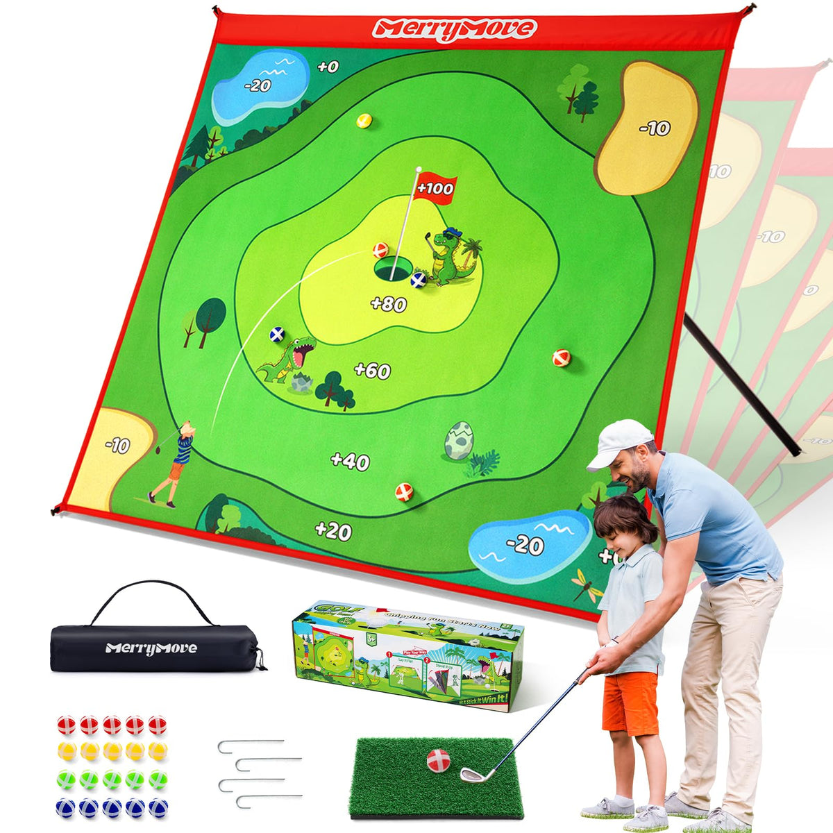 MerryMove golf chipping 6-angle mat for versatile chip practice