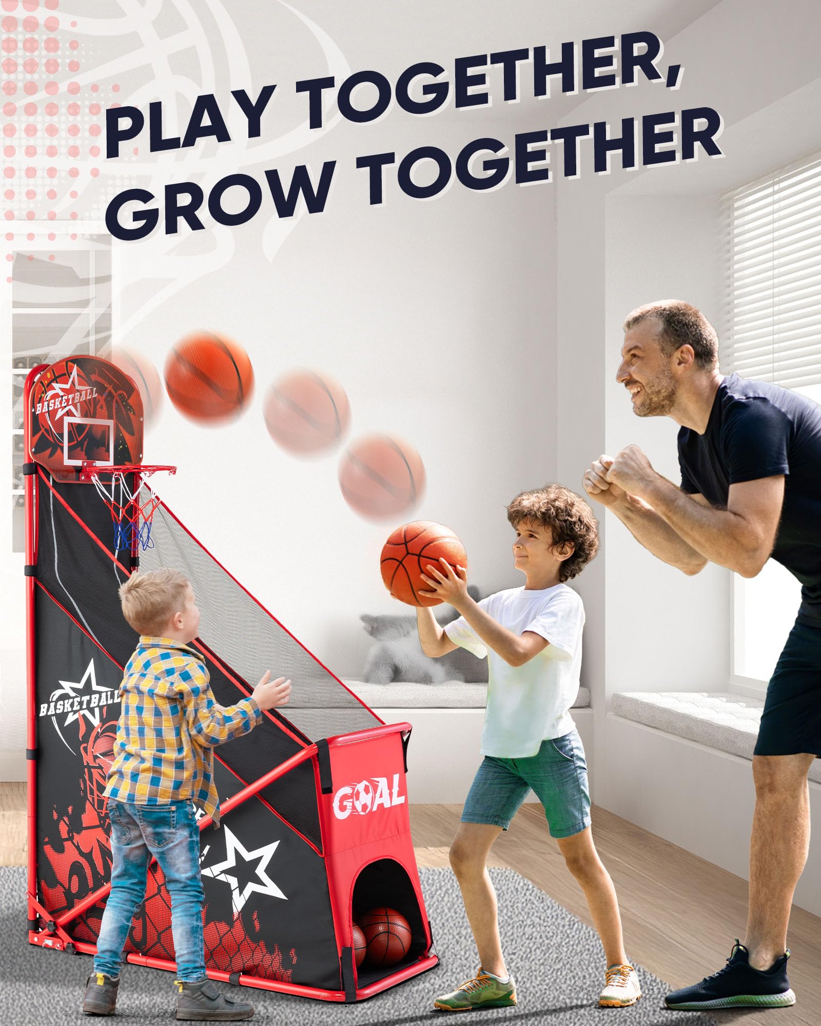 MerryMove inflatable balls included for immediate shooting and practice.
