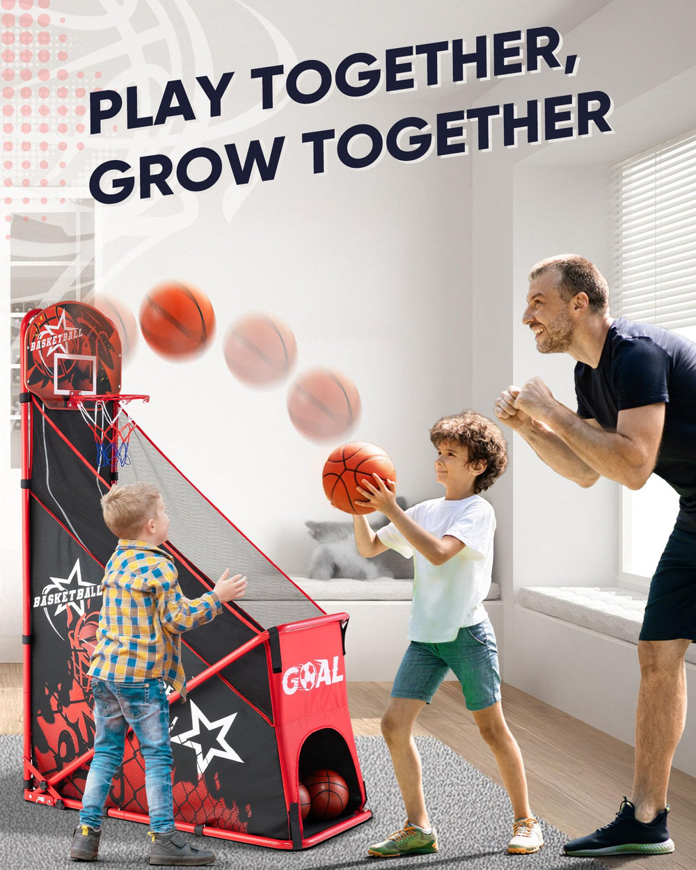 MerryMove inflatable balls included for immediate shooting and practice.