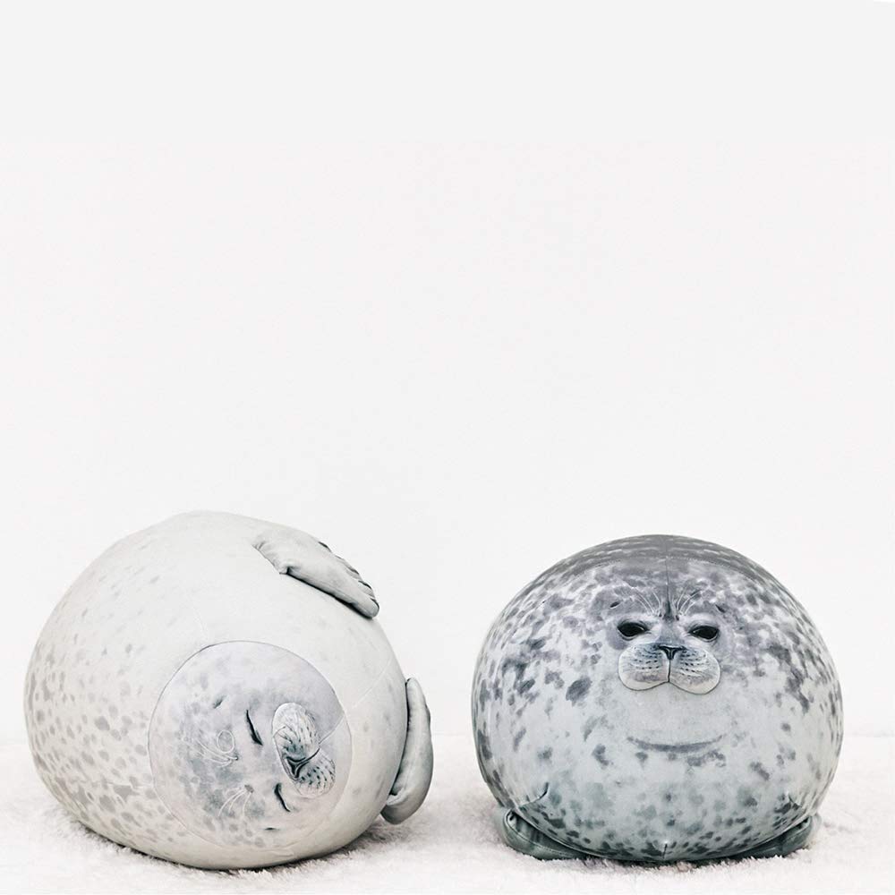 MerryXD chubby seal pillow - side view shows soft fabric and cuddly texture.