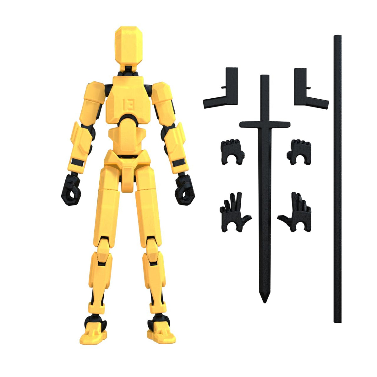 MerryXD T13 figure front view, yellow color, ideal for display and storytelling poses.