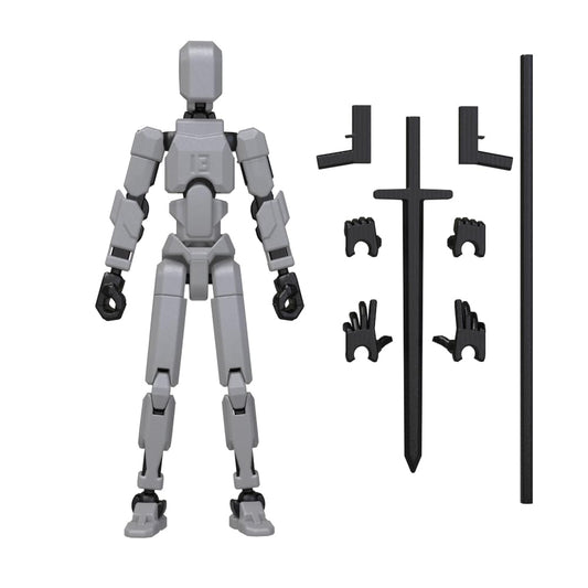 MerryXD T13 3D action figure front view shows articulated joints for dynamic poses.