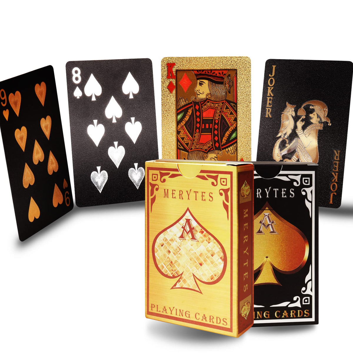 Merytes waterproof PVC poker cards with bold front design for durable play