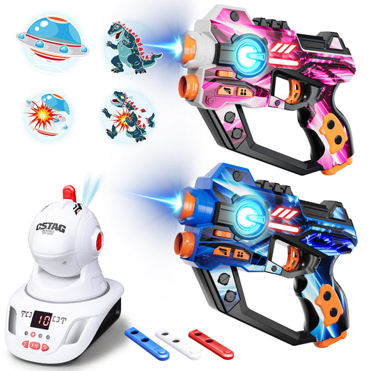 mesproud electronic tag guns set front view, family-friendly home arcade play