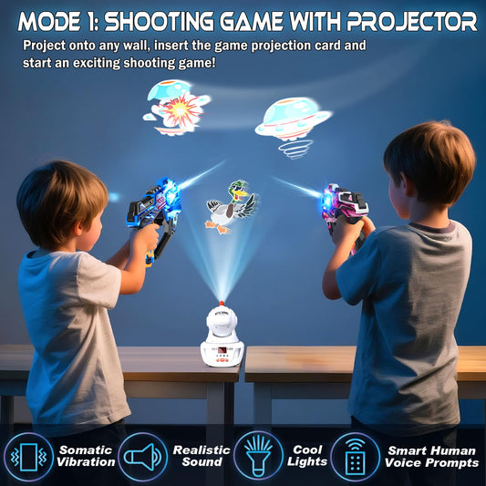 mesproud electronic tag guns set projector in action, immersive projection targets for interactive games