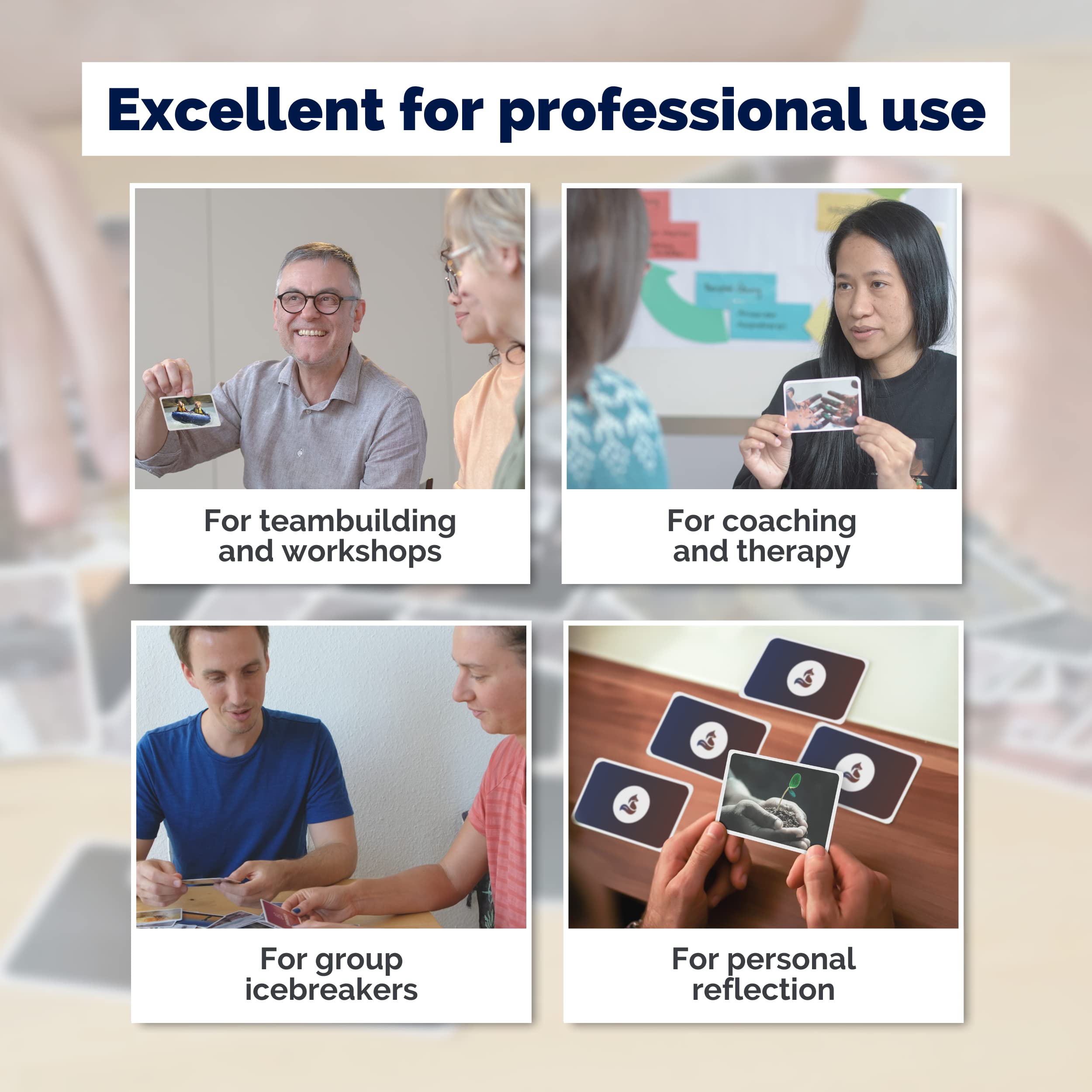 MetaFox Coaching Picture Cards emotional intelligence prompts for reflective conversations.