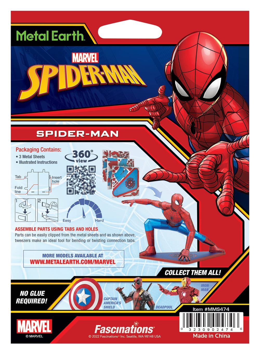 Metal Earth Spider-Man 3D model kit display-ready for collectors.