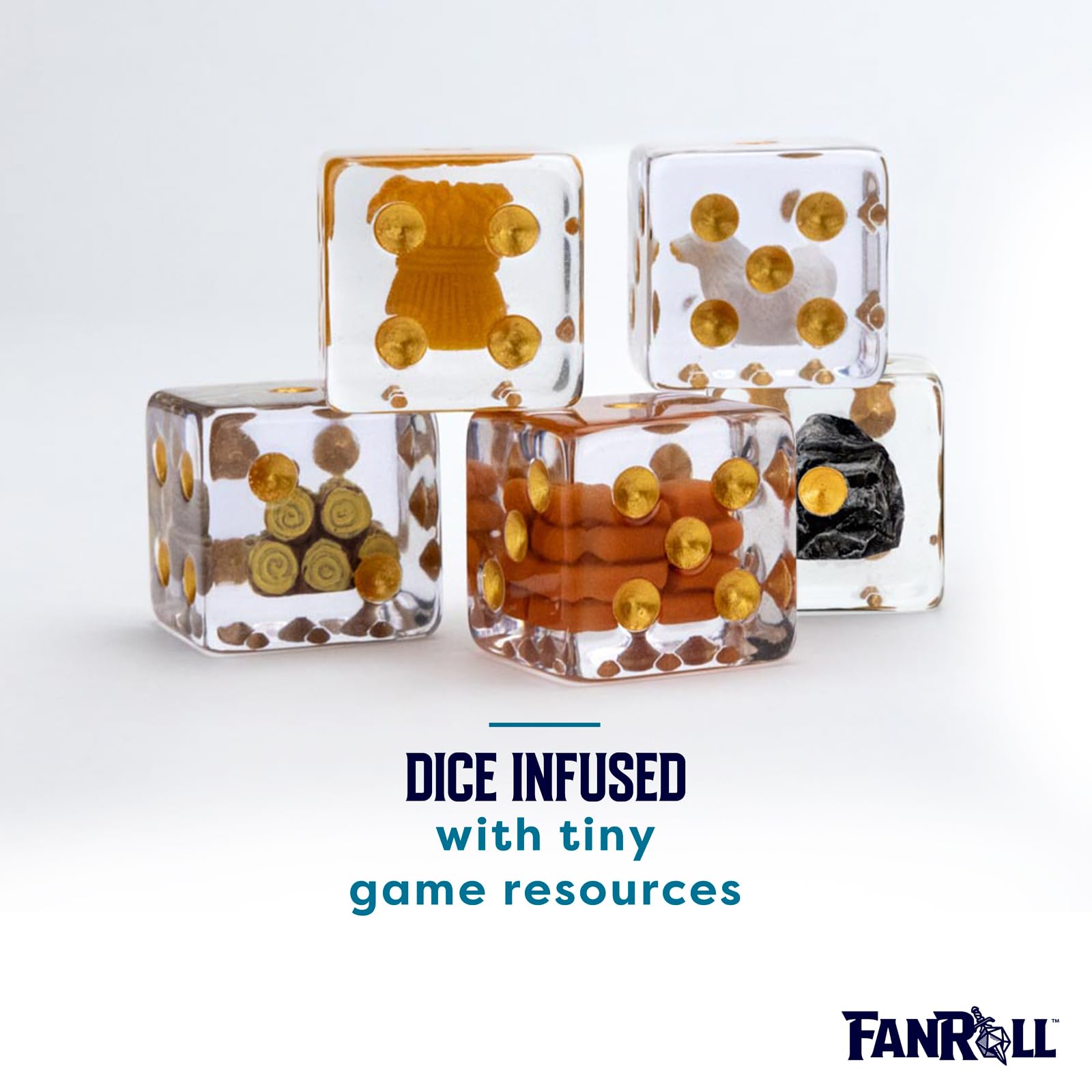 FanRoll CATAN inclusion dice in action, high-quality components for enthusiasts