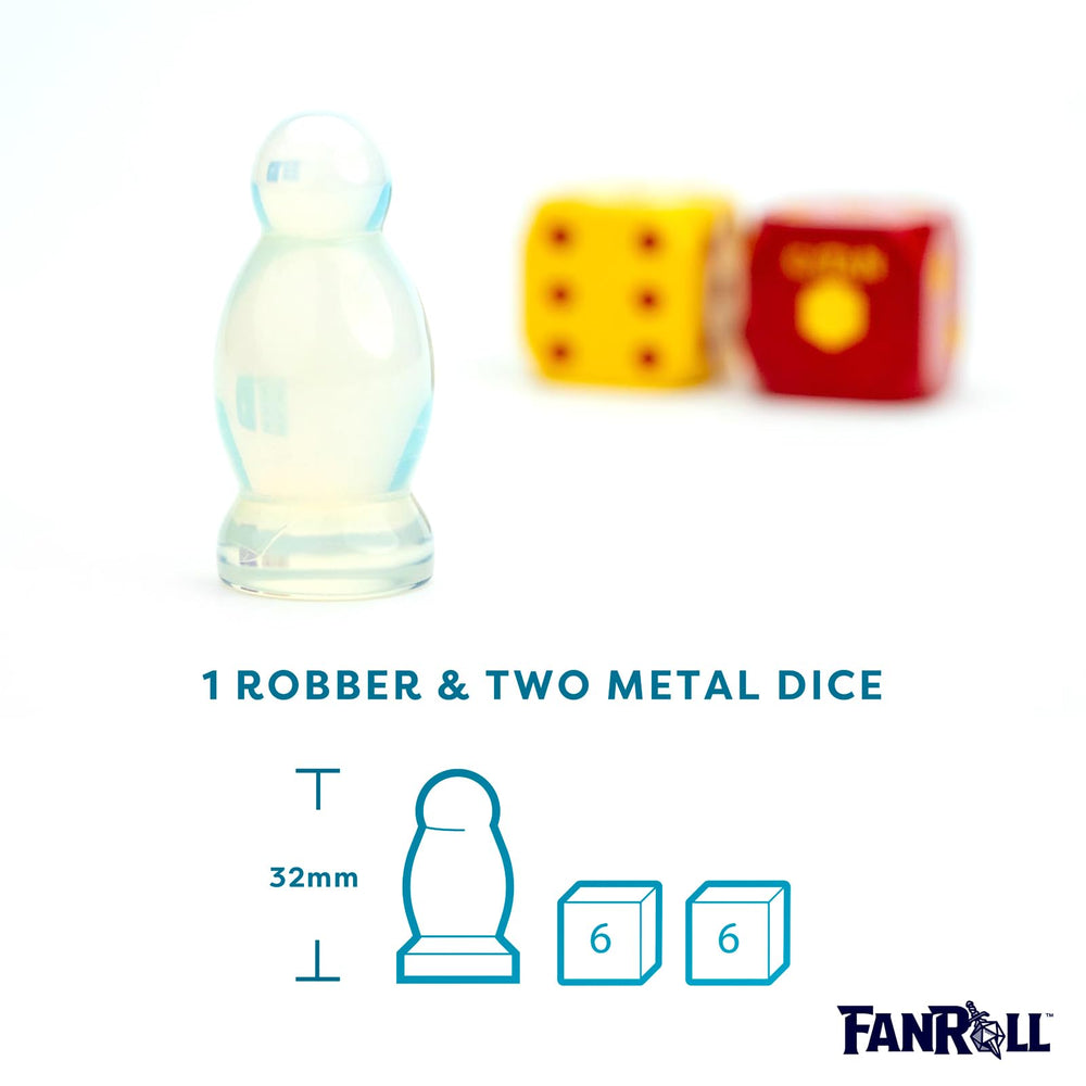 Close-up of FanRoll opalite robber detail showing shimmering finish