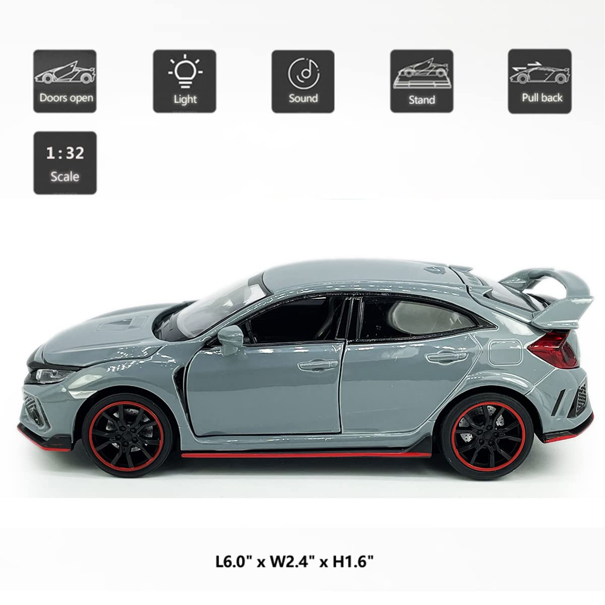Metanyl Civic Type R model car viewed from side for collectible display.