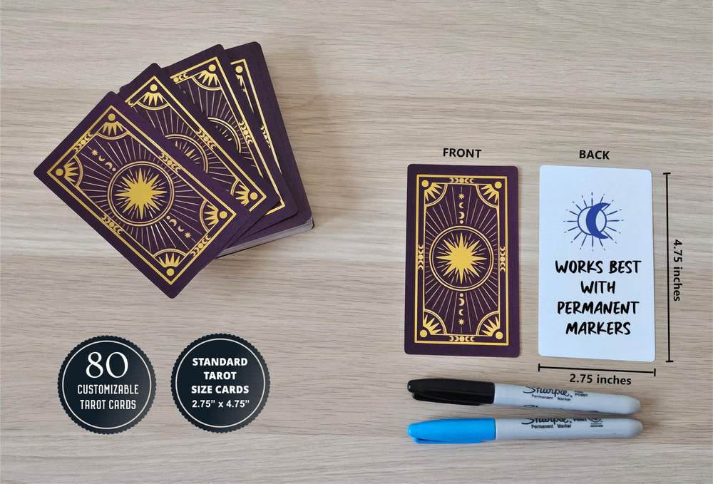 Metaphoracle 80-card deck with gold-foil accents supports creative oracle layouts.