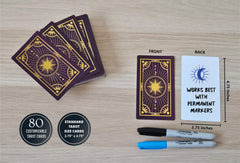Metaphoracle 80-card deck with gold-foil accents supports creative oracle layouts.