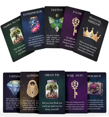 Metaphoracle card metallic gold foil detail reflects luxury visuals for meditative wealth focus.