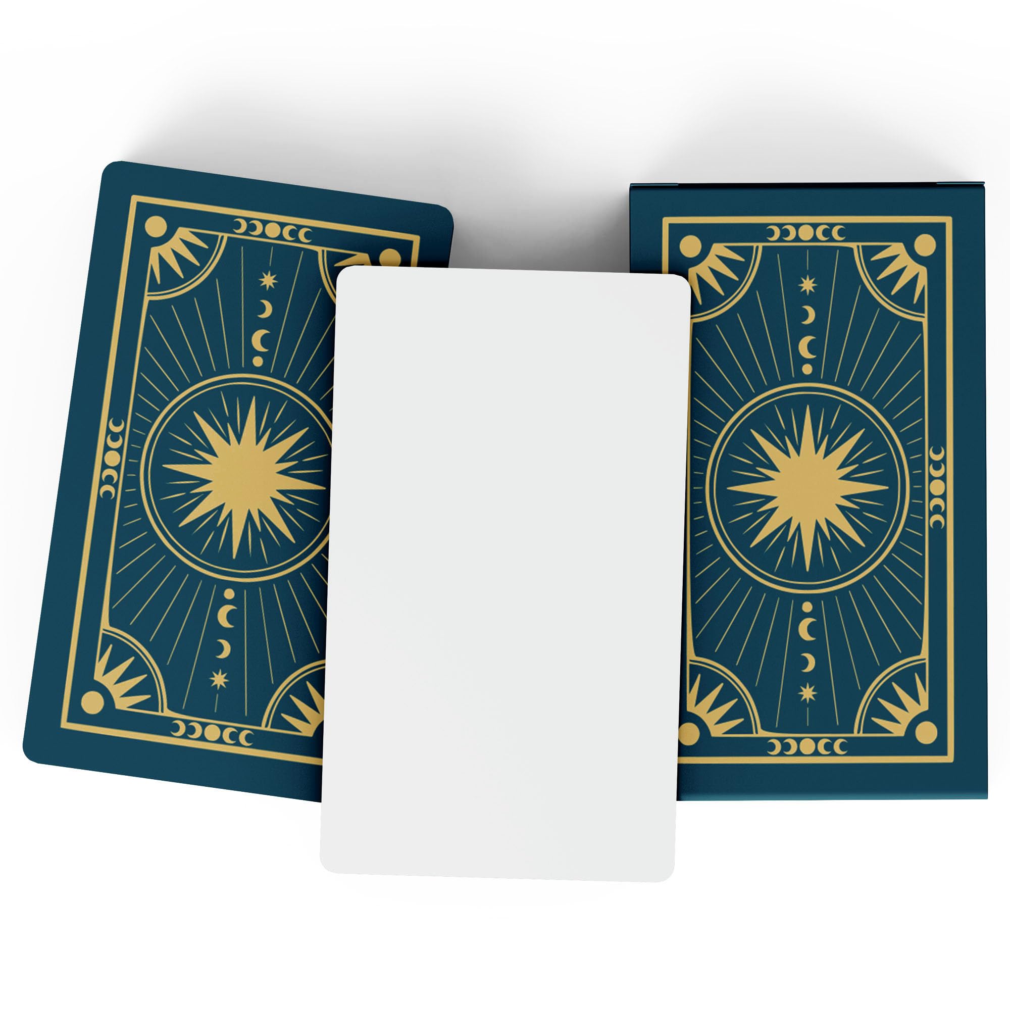 Metaphoracle Create Your Own Oracle Cards front Celestial sunburst design for personalized readings.