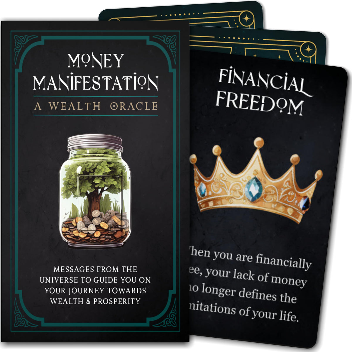 Metaphoracle Money Manifestation deck cover showcases the brand with a premium feel for wealth readings.