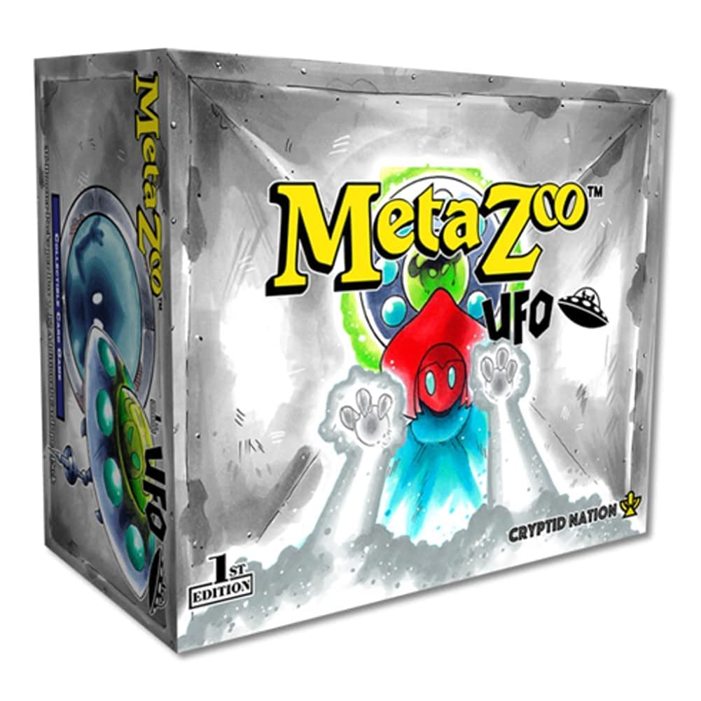 MetaZoo UFO 1st Edition booster box display in silver edition, ready for collector expansion.