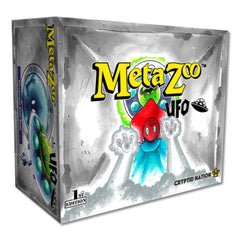 MetaZoo UFO boosters pack artwork in silver, ideal for casual play and openings.