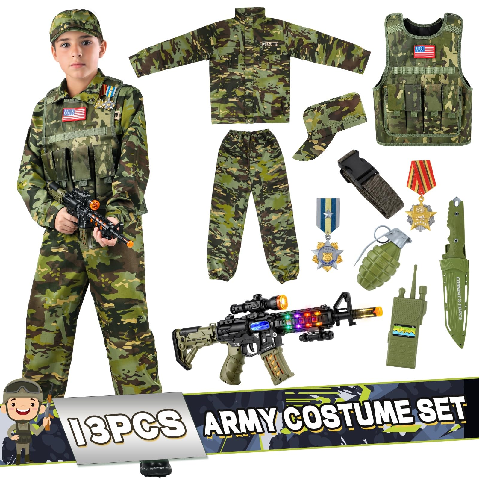 Metemot Army Toys set with binoculars and walkie-talkie for realistic role play