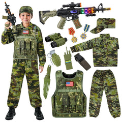 Metemot Kids Army Costume camouflage vest ideal for role play and imaginative adventures.