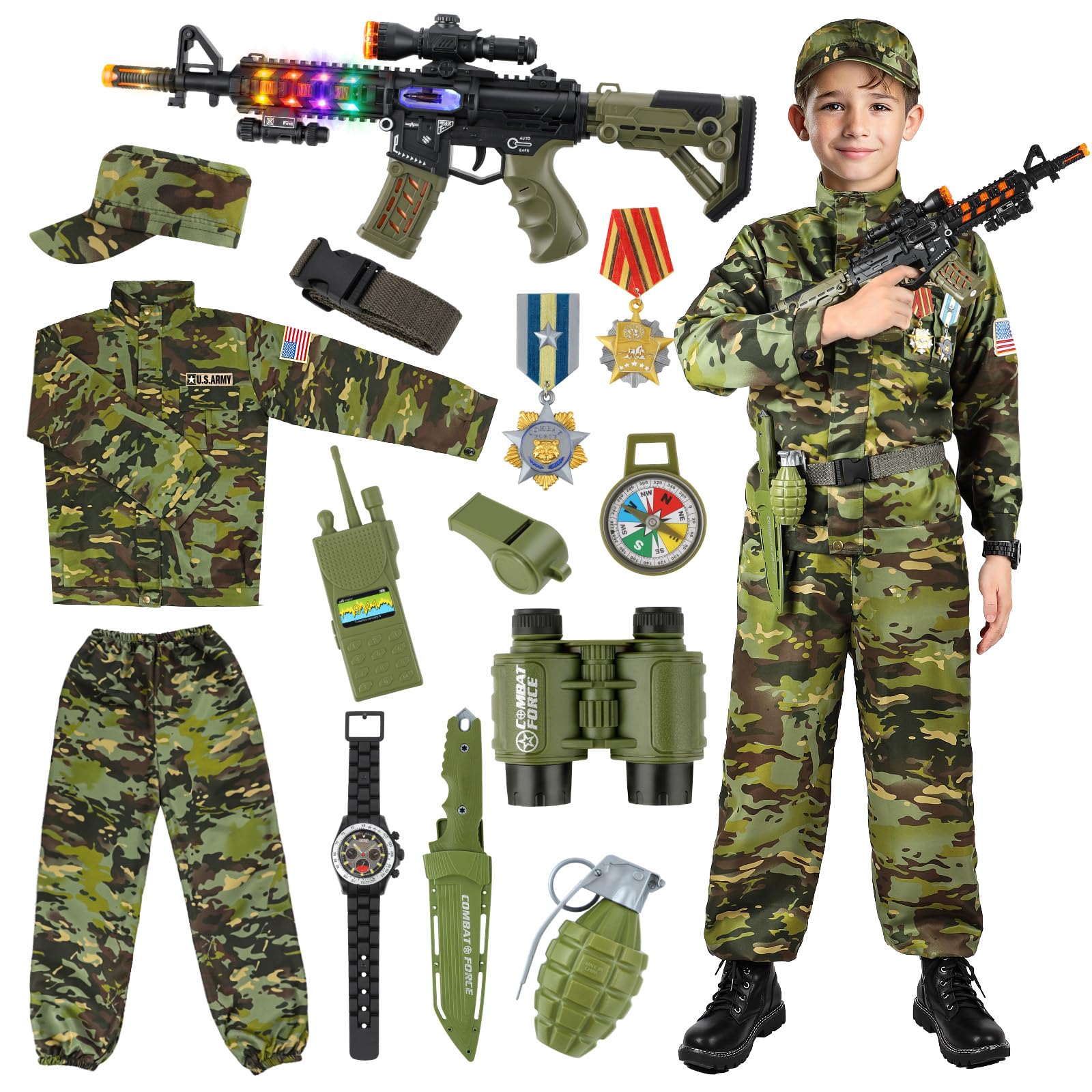 Metemot Kids Army Costume Deluxe Set with authentic design for immersive play.