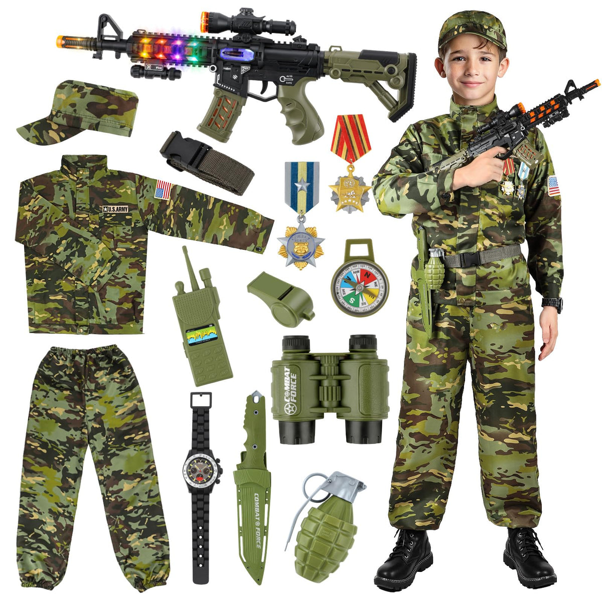 Metemot Kids Army Costume Deluxe Set with authentic design for immersive play.