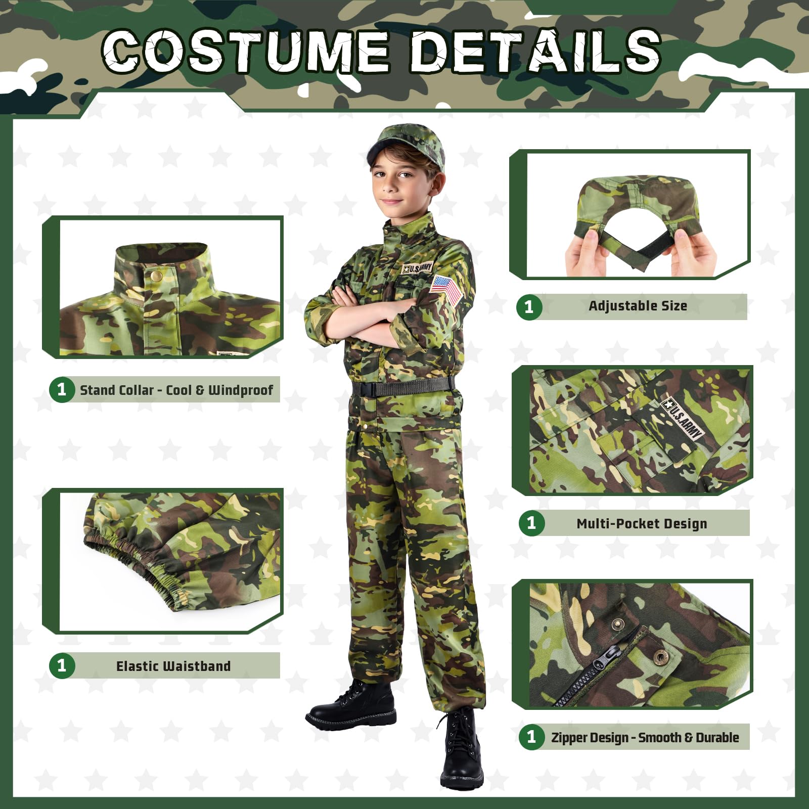 Metemot military uniform detail emphasizing stand-up collar and multi-pocket design.