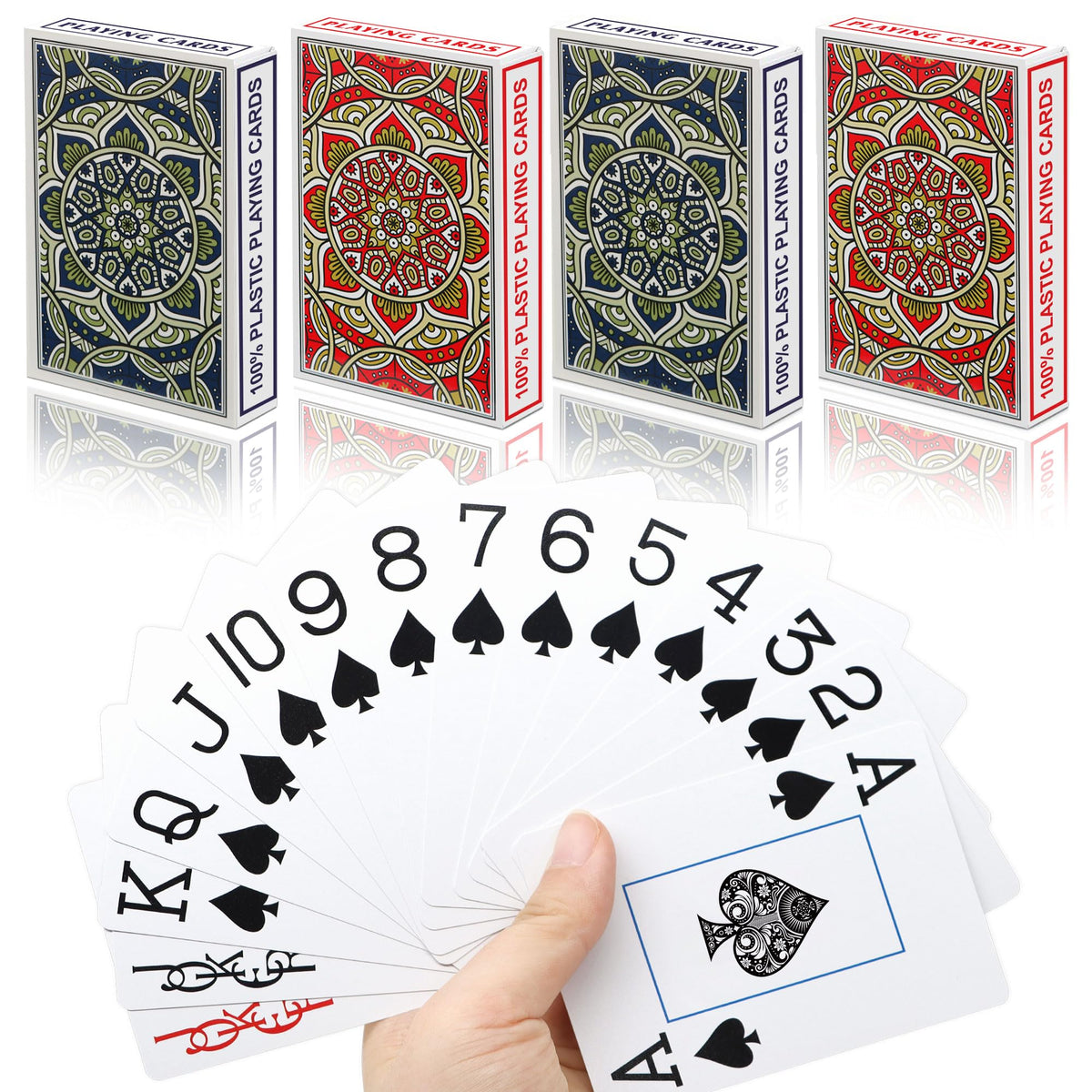 Metsyth plastic waterproof playing cards blue deck for durable family games