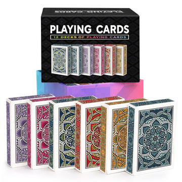 Metsyth playing cards 12-pack colorful decks for family game nights.