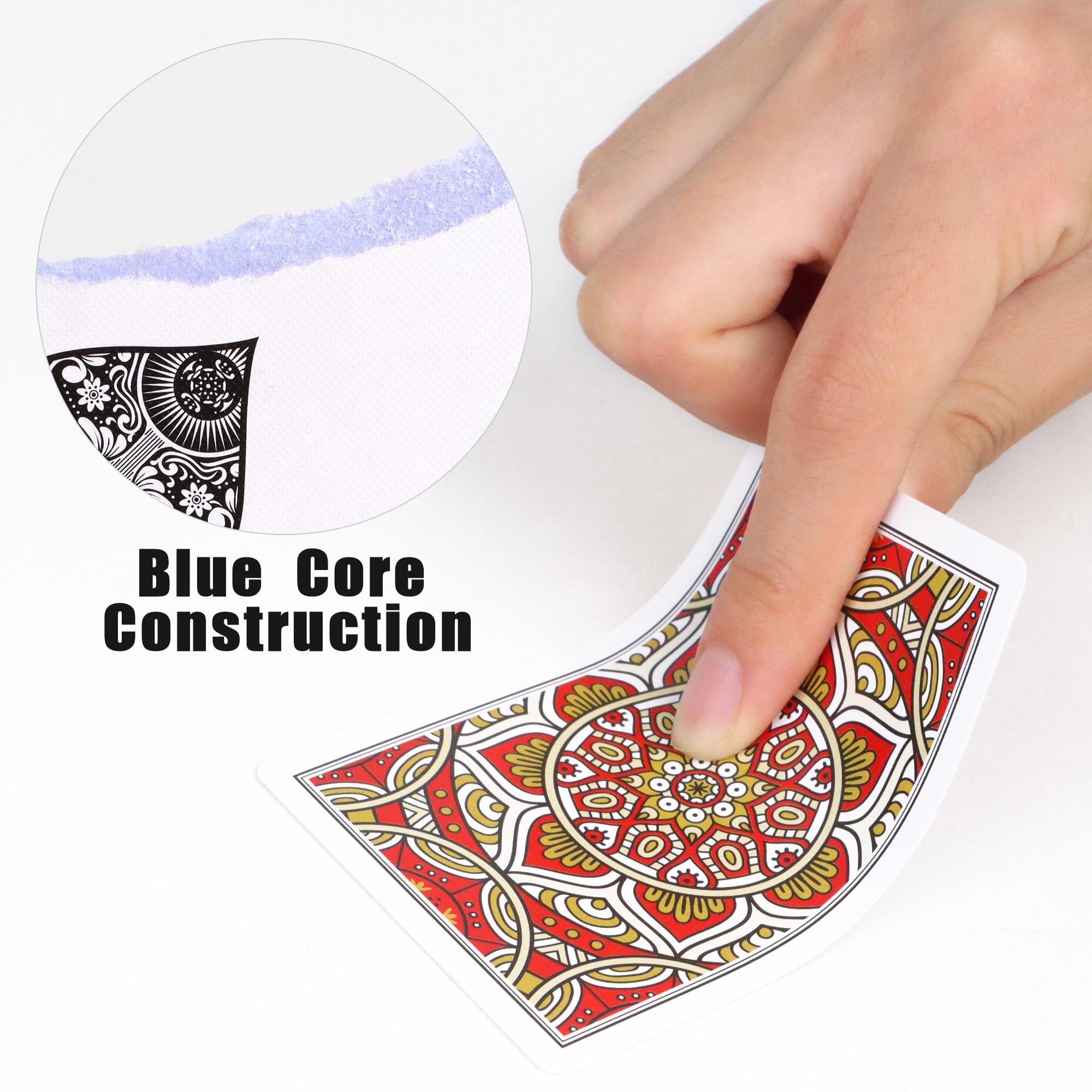 Metsyth standard-size cards offer comfortable handling for poker and rummy.