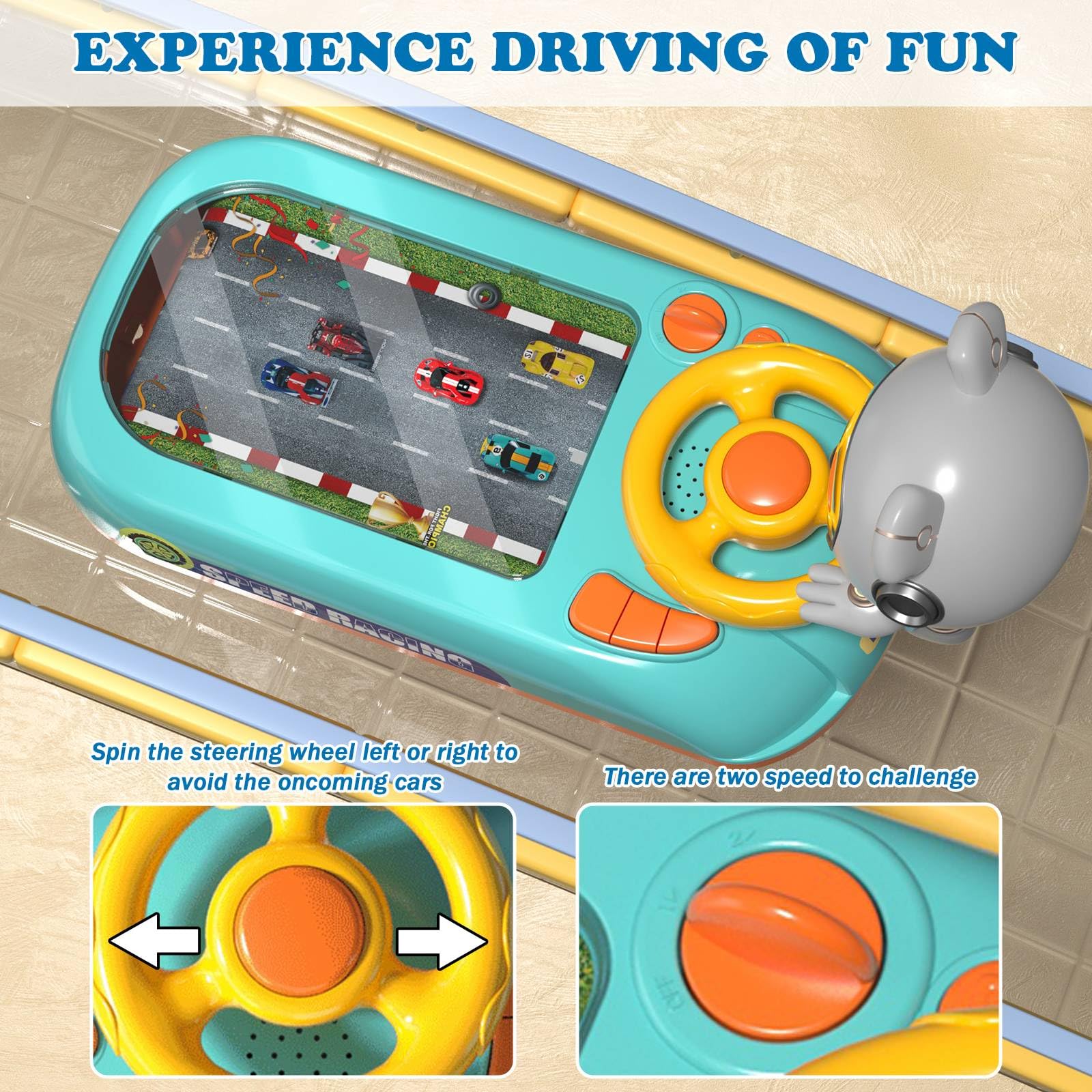 Meuytrg racing adventure toy horn and start button for lively play