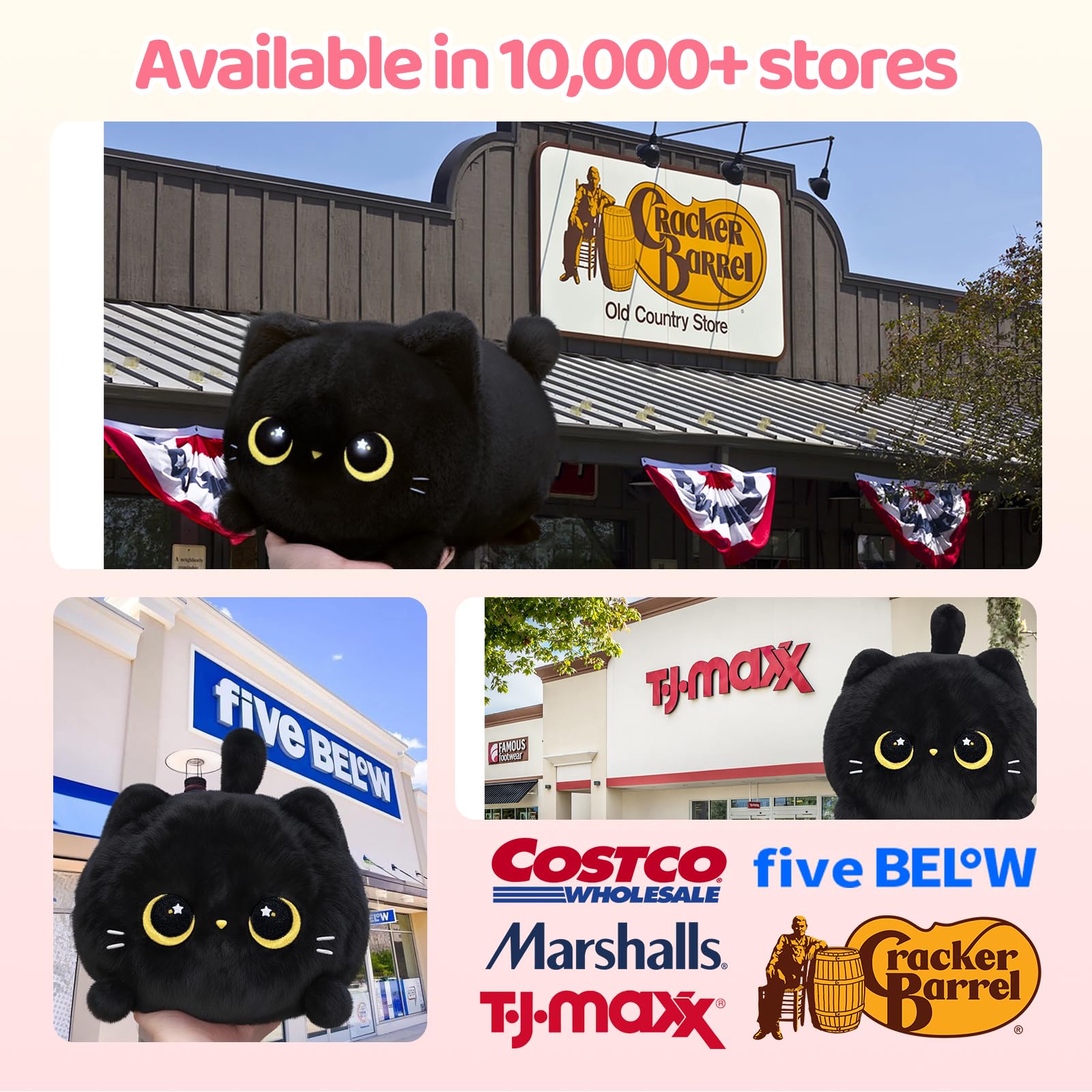 Mewaii black cat plush gift-ready packaging; ideal present for cat lovers.