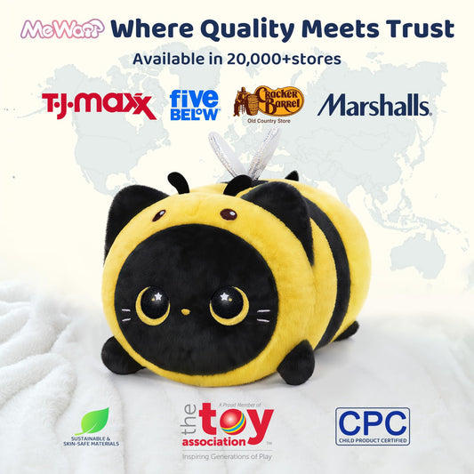 Mewaii cat bee plush face detail showing friendly expression