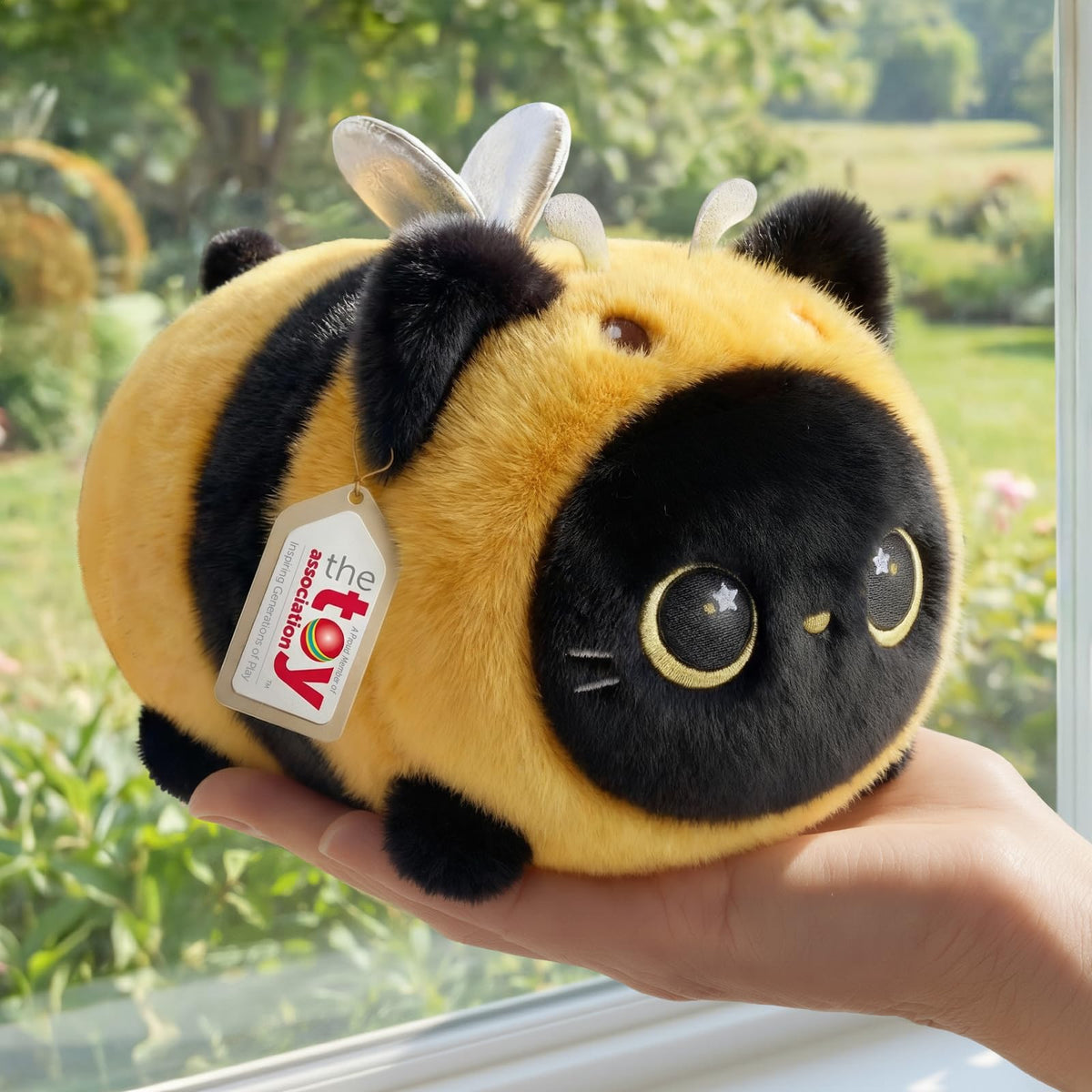 Mewaii cute black cat bee plush — soft, cuddly 8-inch toy.