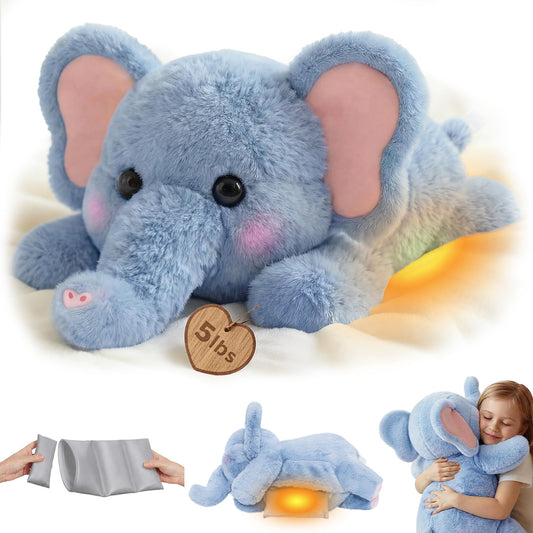 Mewaii weighted elephant plush with 5 lb weight delivers steady, comforting hugs.