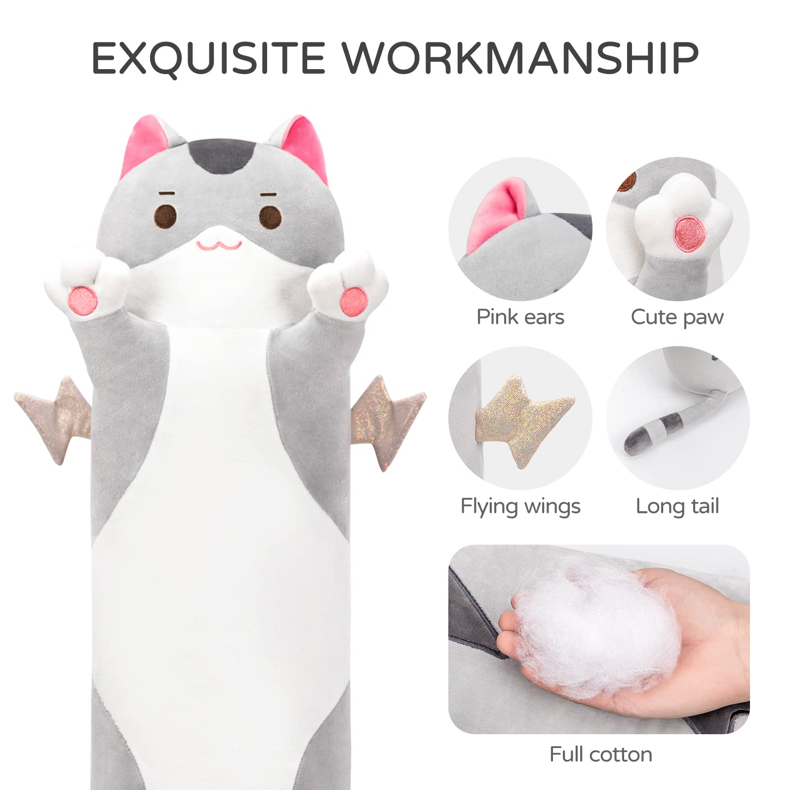 Mewaii giant cat plush close-up showing soft fur texture