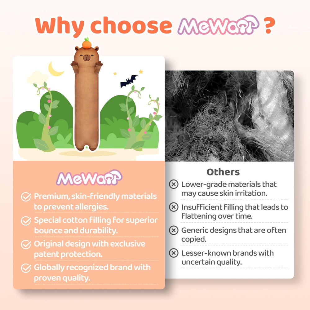 Mewaii long capybara plush 110cm acts as lumbar support and warmth.