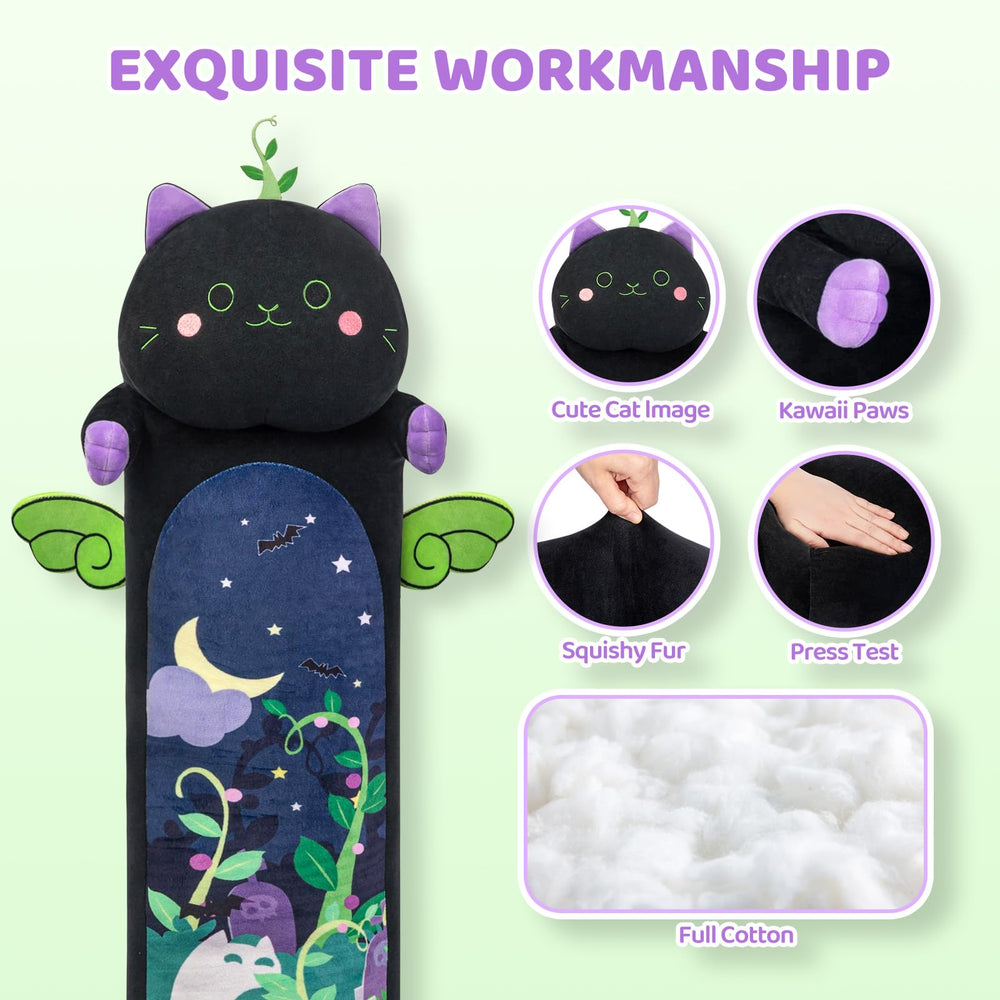 Mewaii long cat plush 90cm perfect for couch naps and gentle back relief