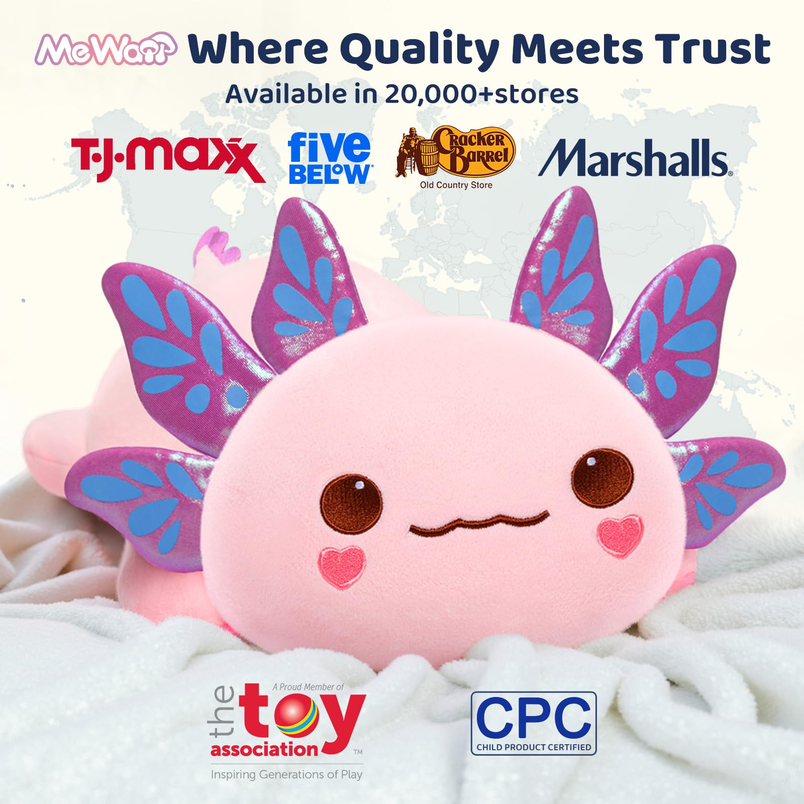 Mewaii pink axolotl face closeup showing cute features