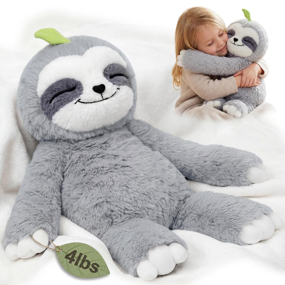 Mewaii sloth weighted plush with heating pad for a cozy hug.