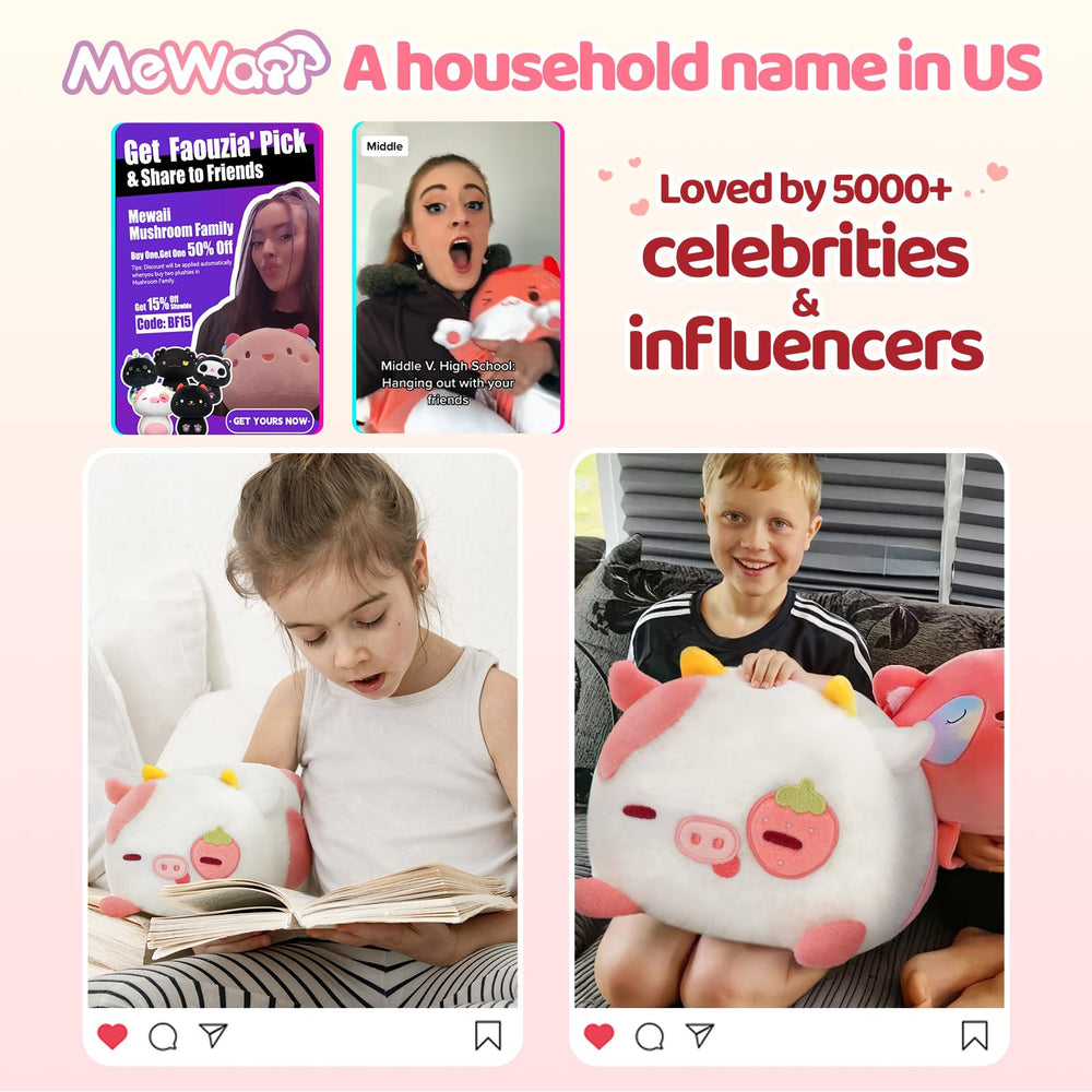 Mewaii Strawberry Cow Plush ready for gifting to loved ones
