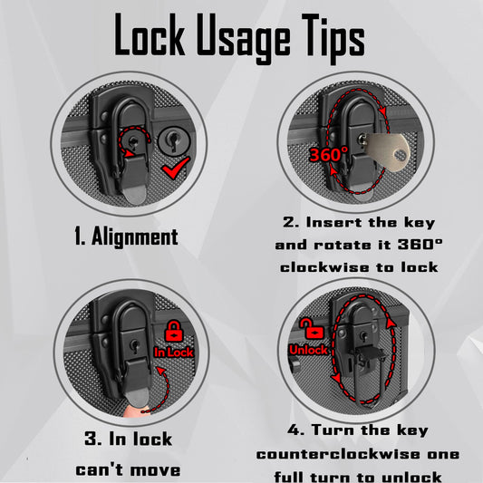 MewVeer Top Loader Case lock mechanism with two-key security for protected storage.