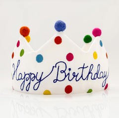 Meygajoe confetti birthday crown close-up highlighting hand embroidery for a lasting keepsake