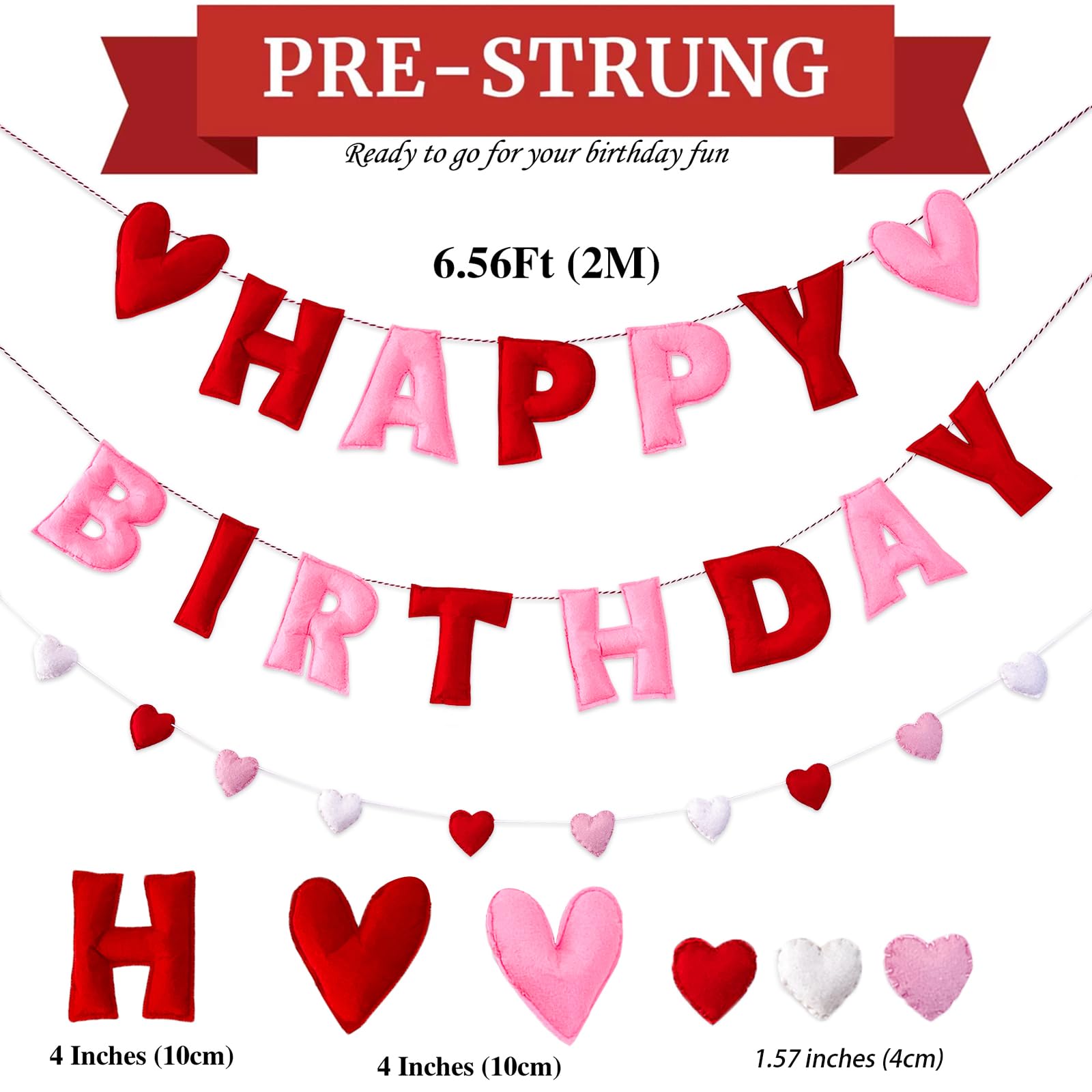 Meygajoe red pink Valentine banner ideal as photo backdrop