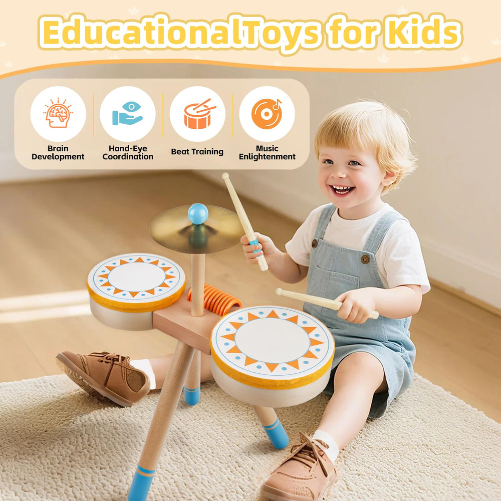 Meytccve Toddlers Drum Set Montessori design promotes focused rhythm play