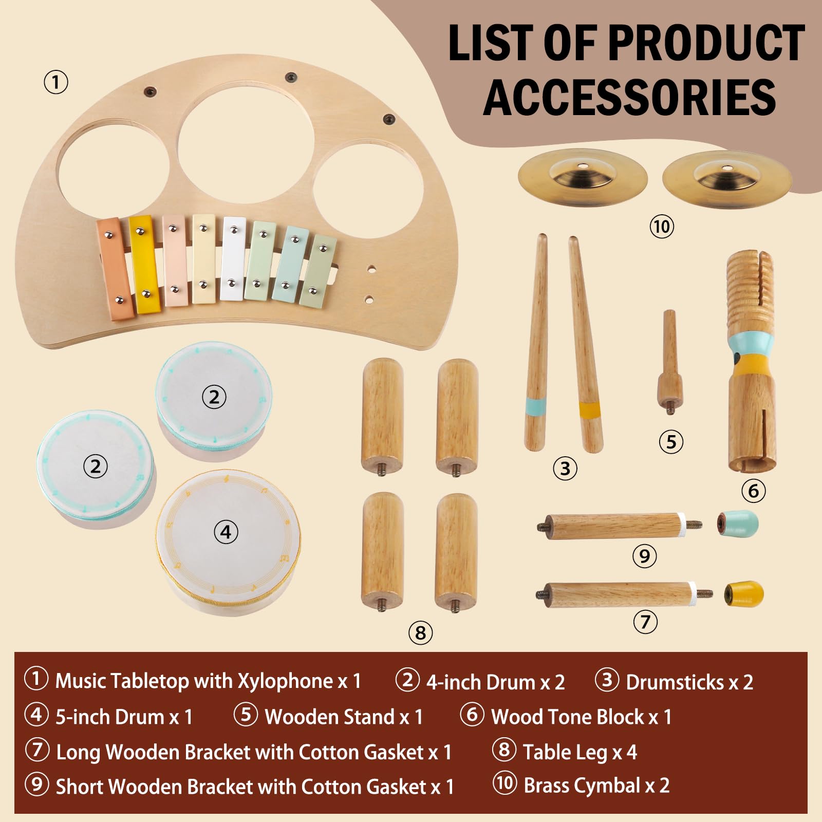 Meytccve Toddlers Drum Set Xylophone—multi-instrument play boosts coordination and curiosity.