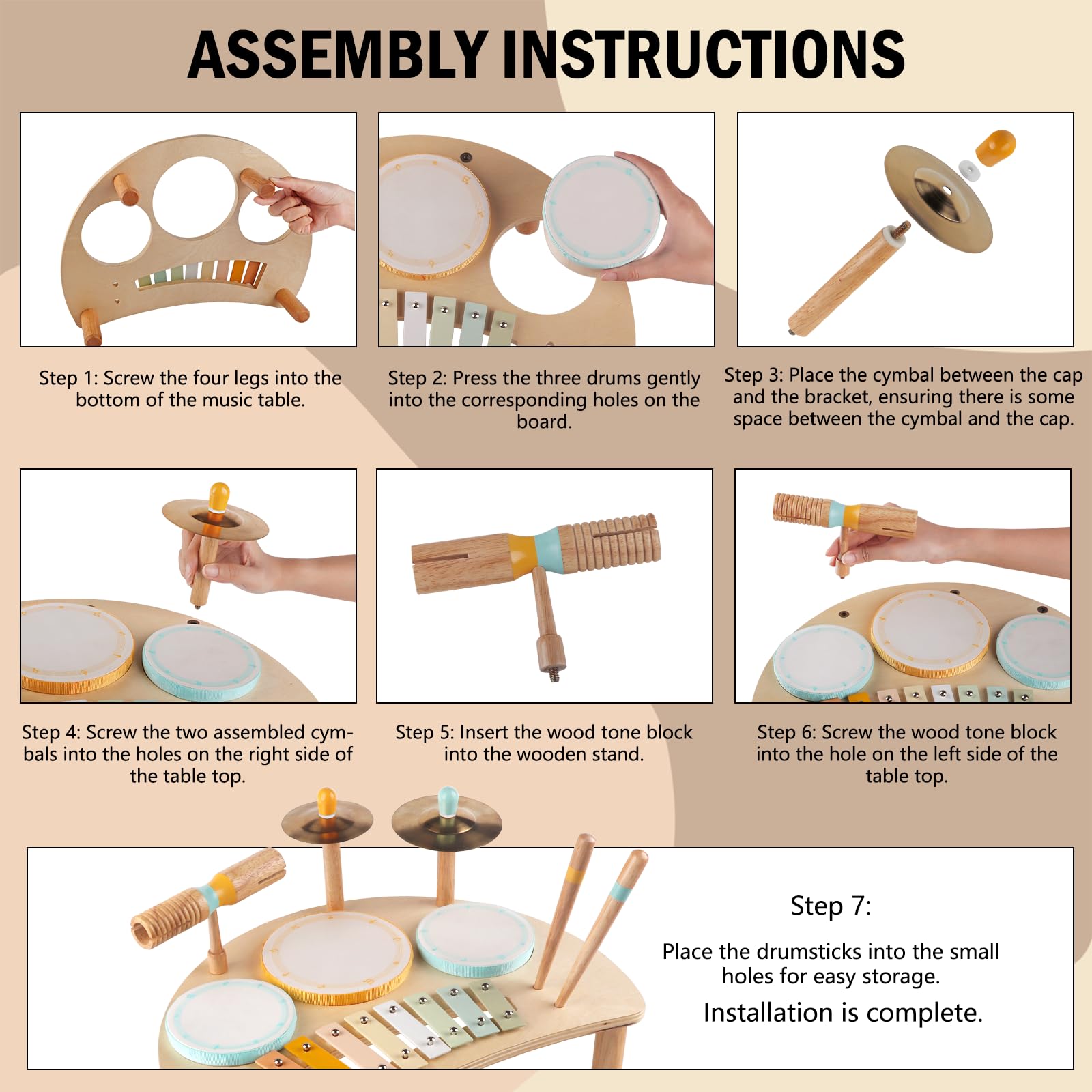 Meytccve Wooden Cymbals Toy—clear tones support focus during play.