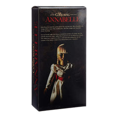 Mezco Annabelle ivory satin gown with red sash enhances authentic look.