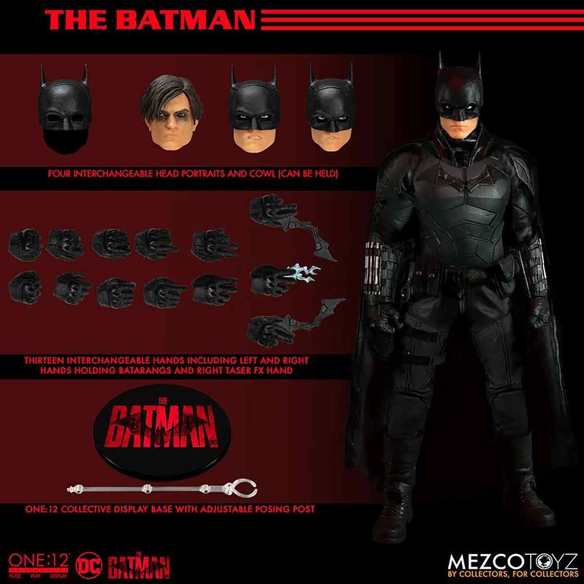 Mezco Cosmic Group Figures Batman Vengeance unmasked Bruce Wayne portrait for dramatic display.