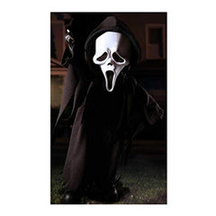 Mezco Scream Ghost Face Doll 10in shows articulation for dynamic posing on display