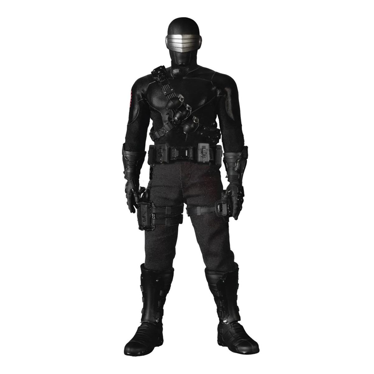 Mezco Snake Eyes One:12 Deluxe chest harness with grenades for authentic display.
